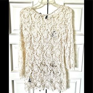 Forever 21 Cream Lace Blouse Sz Med